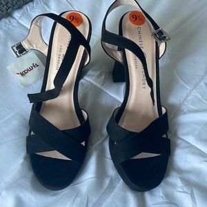 Chinese laundry Black strap pumps